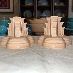 Fiestaware Candle Holder Set - Pyramid Art Deco Apricot NWOB